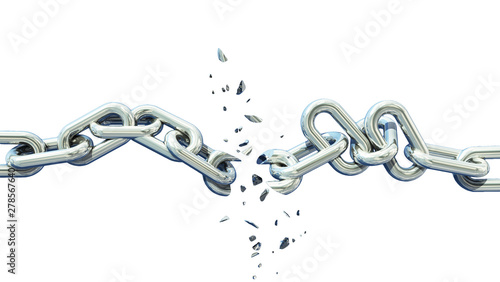 broken chain isolated separation divorce broken - 3d rendering photo