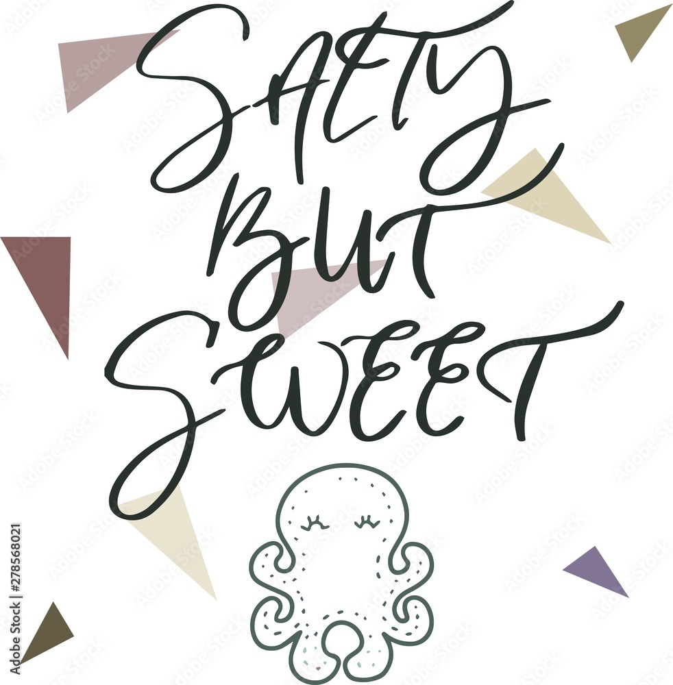 Hand drawn lettering Salty but sweet on violet background. for cards, for decorations to the party of mermaids, for T-shirt