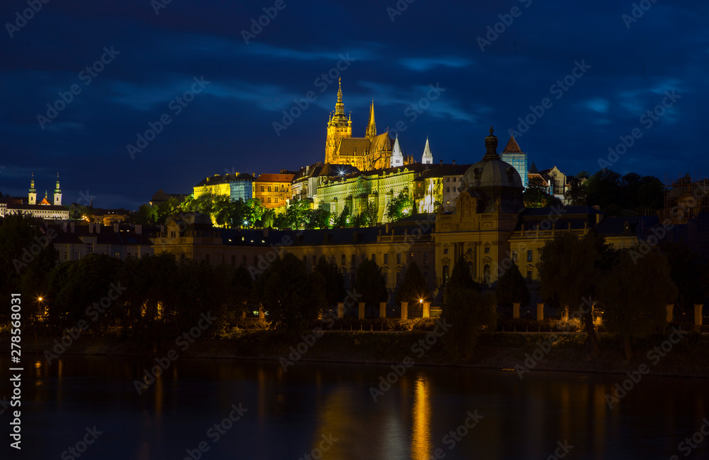 Night views of the Cathedral of St. Vitus, Prague, Czech Republic