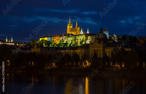 Night views of the Cathedral of St. Vitus, Prague, Czech Republic