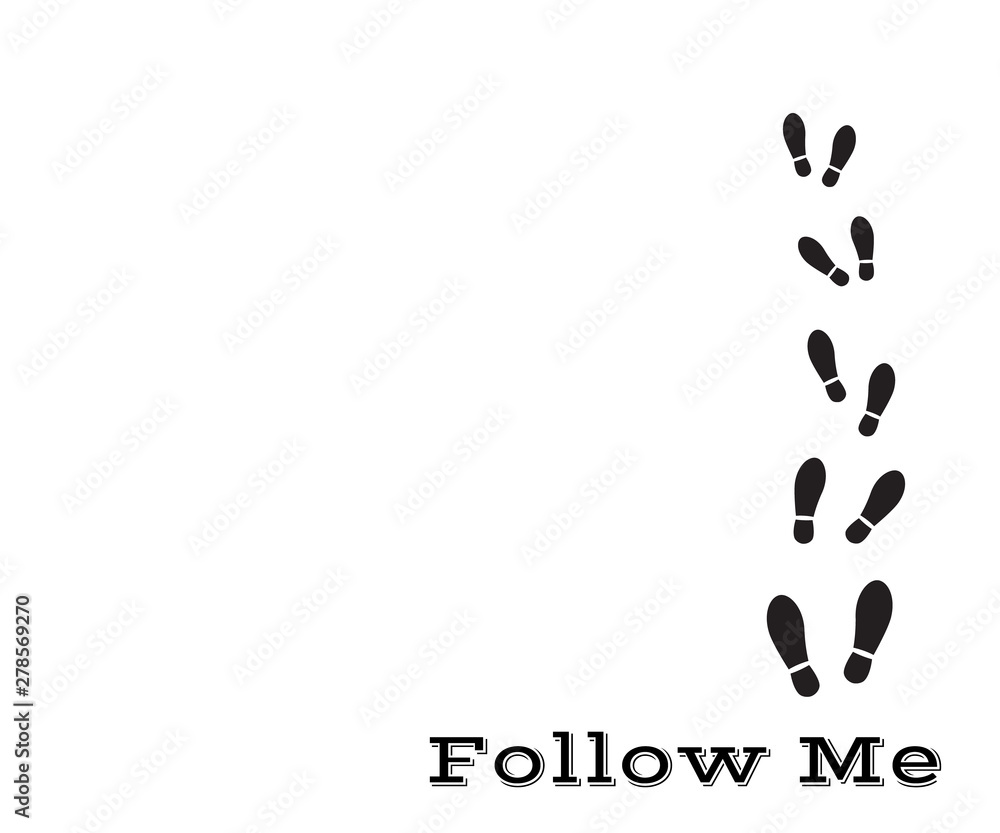 follow me with many footprints, vector illustration. follow me with many footprints, vector illustration.