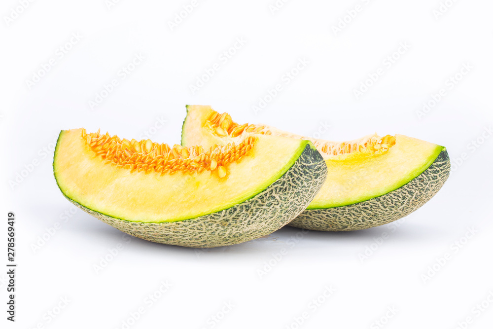Slices of melon isolated on white background Slices of melon isolated on white background