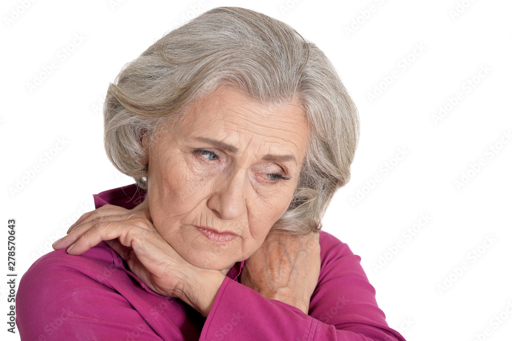 Portrait of sad senior woman posing isolated Portrait of sad senior woman posing isolated