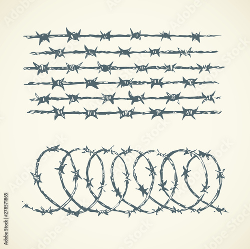 Barbed wire. Vector drawing