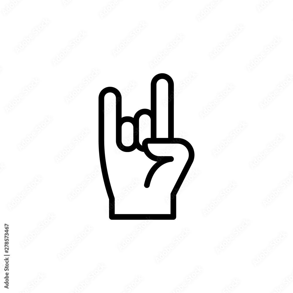 Hand rock gesture outline icon. Element of hand gesture illustration icon. signs, symbols can be used for web, logo, mobile app, UI, UX Hand rock gesture outline icon. Element of hand gesture illustration icon. signs, symbols can be used for web, logo, mobile app, UI, UX