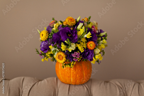 Wallpaper Mural Autumn floral bouquet in a pumpkin vase for Halloween Torontodigital.ca