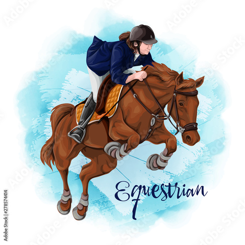 Woman Horseback Riding. Equestrian Sport.