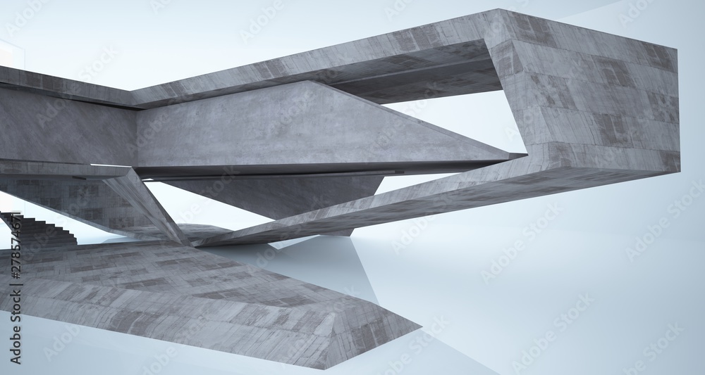 Abstract architectural concrete interior of a minimalist house. 3D illustration and rendering. Abstract architectural concrete interior of a minimalist house. 3D illustration and rendering.
