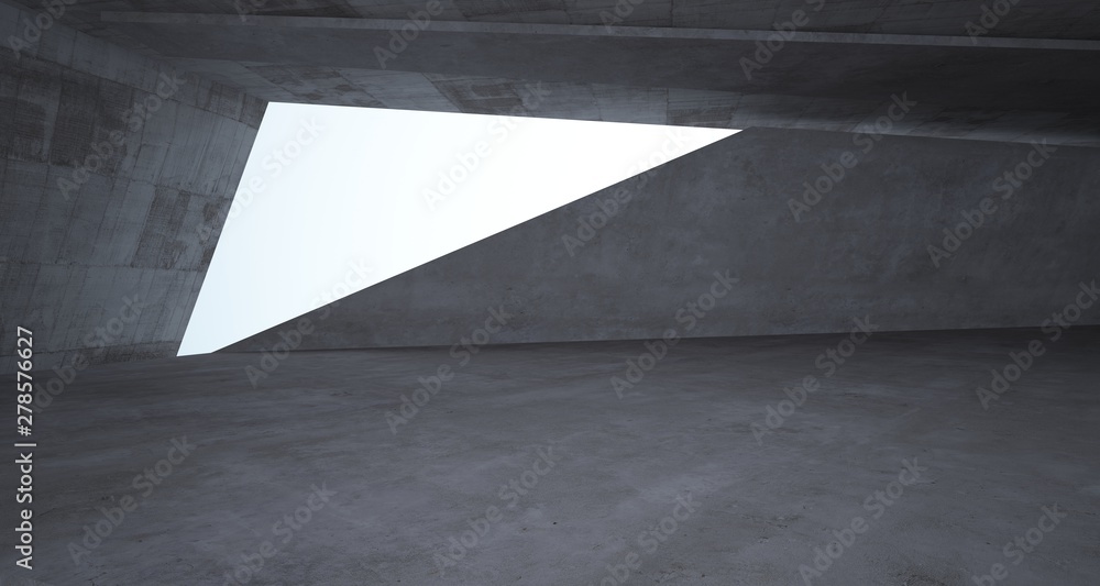Abstract architectural concrete interior of a minimalist house. 3D illustration and rendering. Abstract architectural concrete interior of a minimalist house. 3D illustration and rendering.