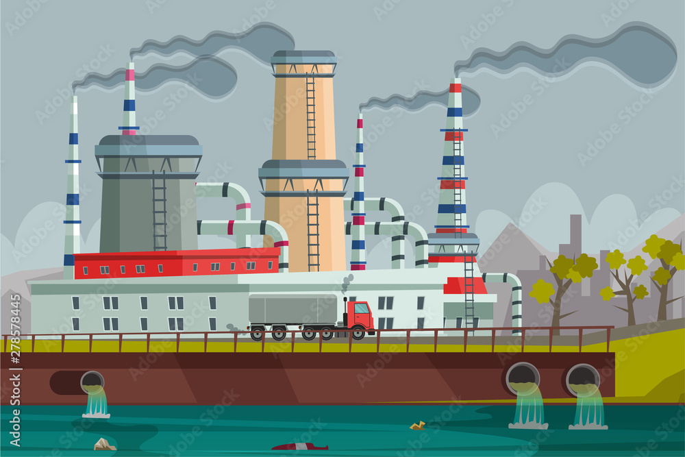Ecology pollution flat banner vector template Ecology pollution flat banner vector template