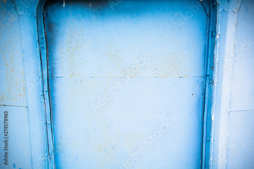 background texture old blue metal wall with rust