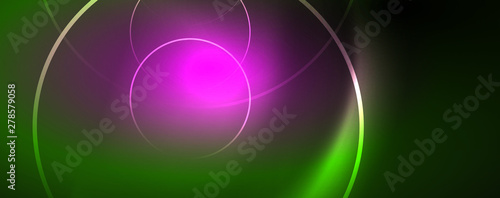 Shiny neon lines template - northern lights glowing blur lines. Futuristic style glow neon 80s disco club or night party techno template
