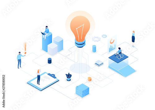 Creativity at work - modern vector isometric colorful illustration