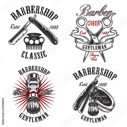 Set of illustration in vintage style for barbershop