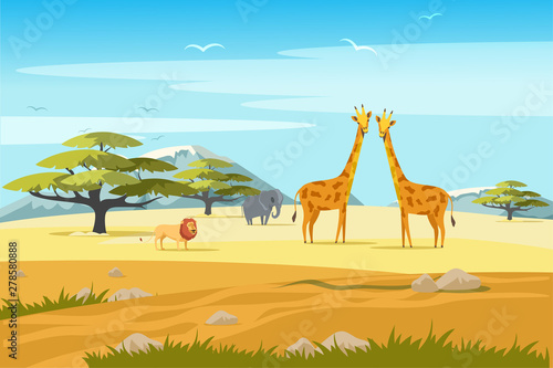 African safari flat vector banner concept