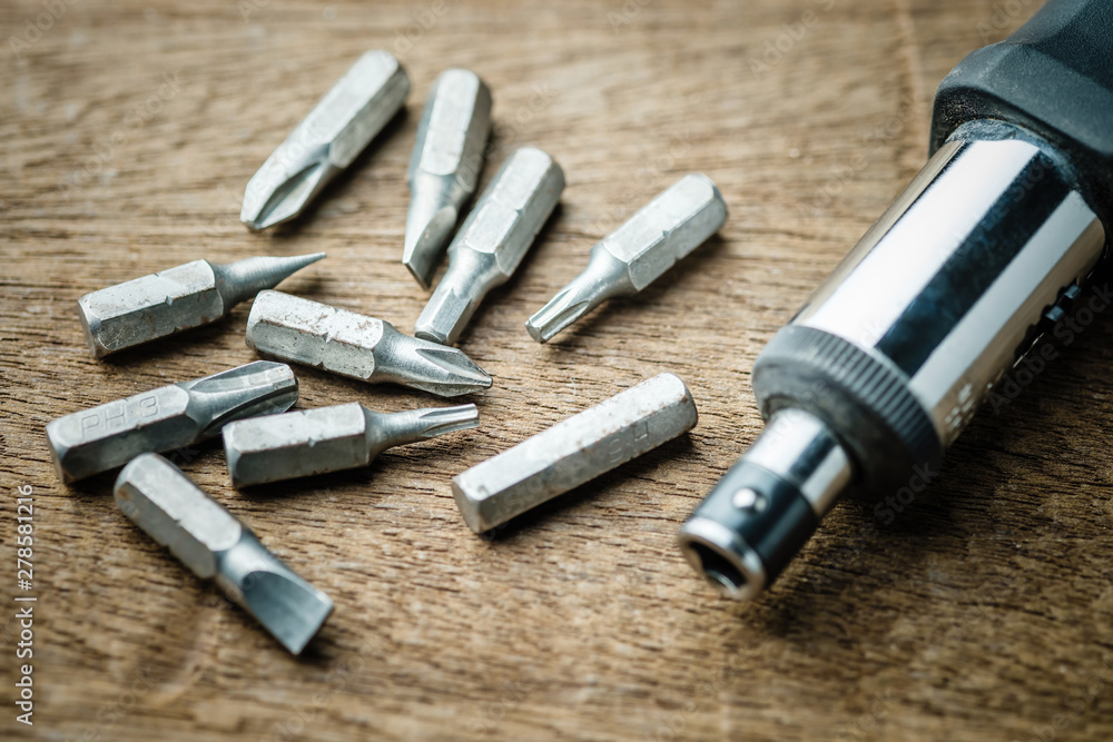 Naklejka premium Changeable Head Set of Screwdriver