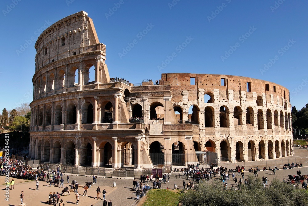 Colosseum in rome in italy on a hot summer day
