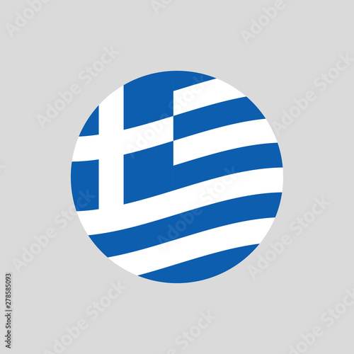 Greece circle flag icon. Waving Greek badge. Vector illustration.