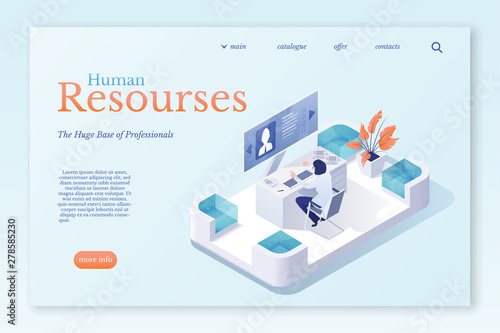 Human resources landing page vector template