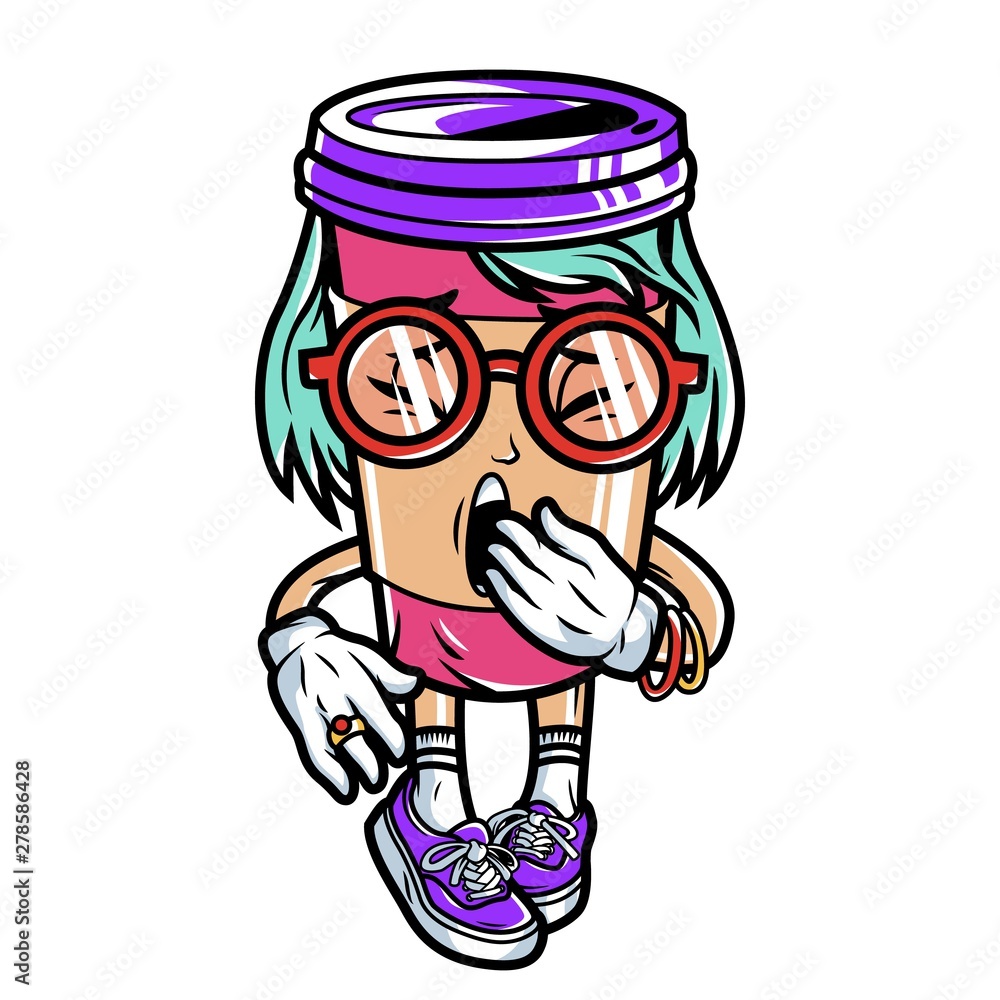 Vintage colorful college funny character concept