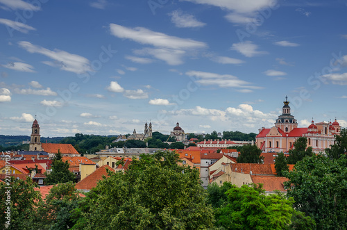 Summer landscape of UNESCO-inscribed Old Town of Vilnius, the heartland of the city