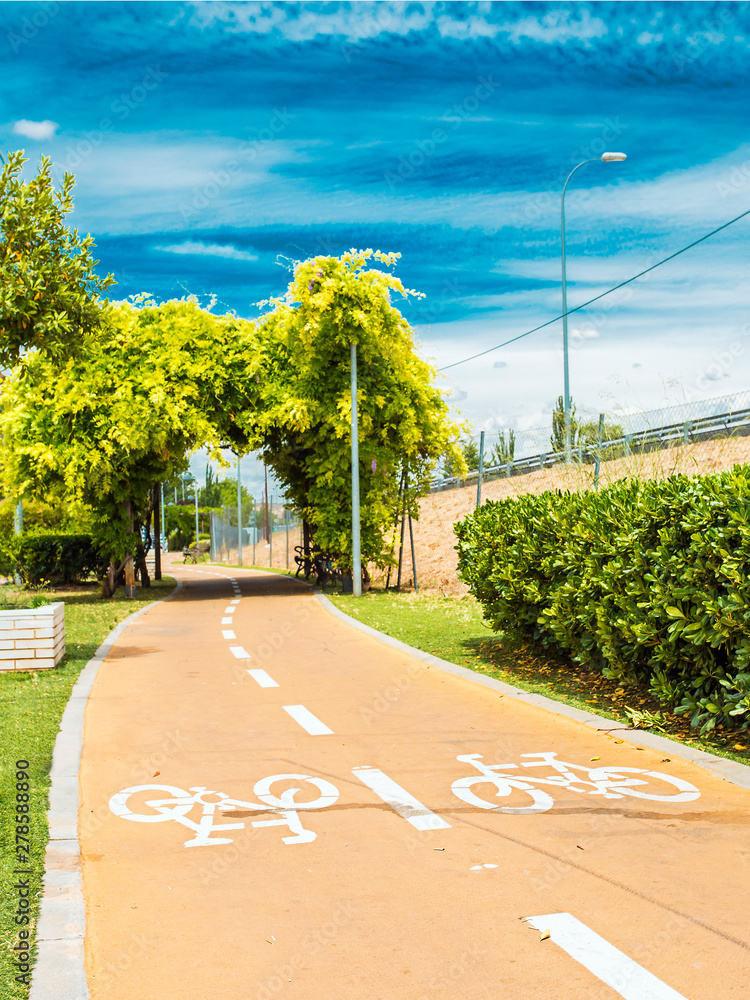 Obraz premium urban bicycle lane with two directions outdoors