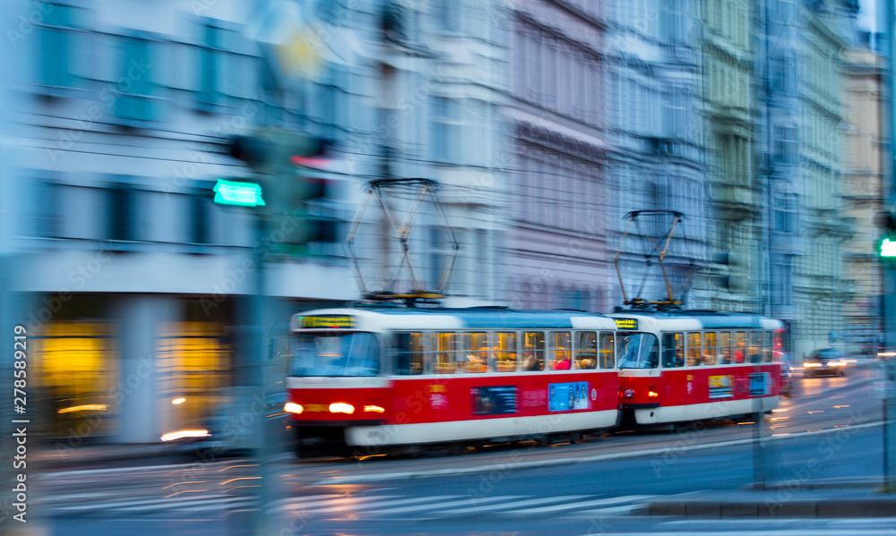 Tram, Masarykovo Street, Prague, Czech Republic, Europe Tram, Masarykovo Street, Prague, Czech Republic, Europe