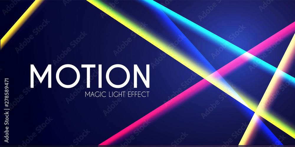 Magic Neon Light Effect. Motion Beam Design. Colorful Futuristic Space.