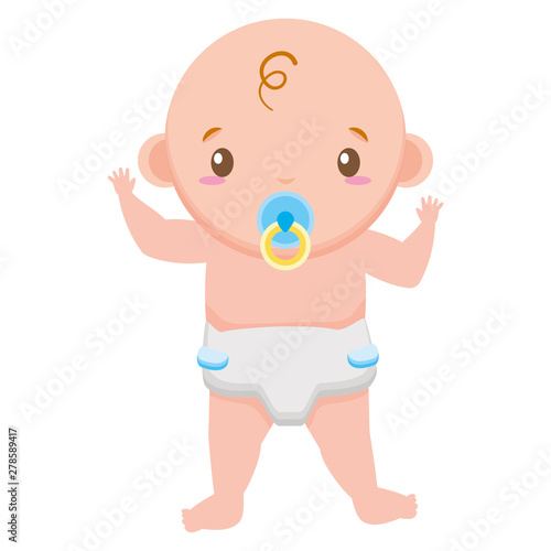 baby boy with pacifier on white background baby shower
