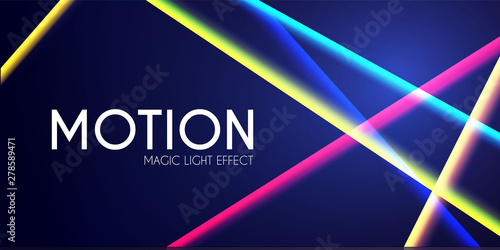 Magic Neon Light Effect. Motion Beam Design. Colorful Futuristic Space.