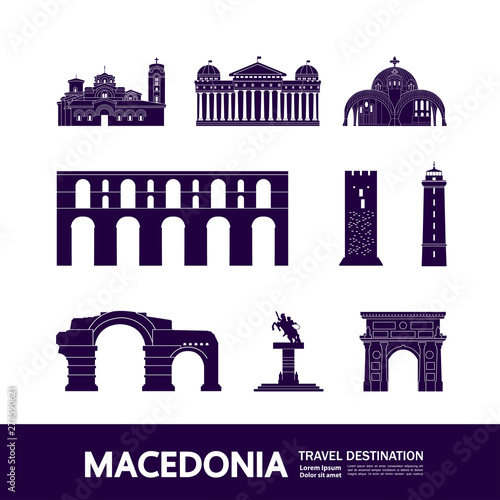 Macedonia travel destination grand vector illustration.