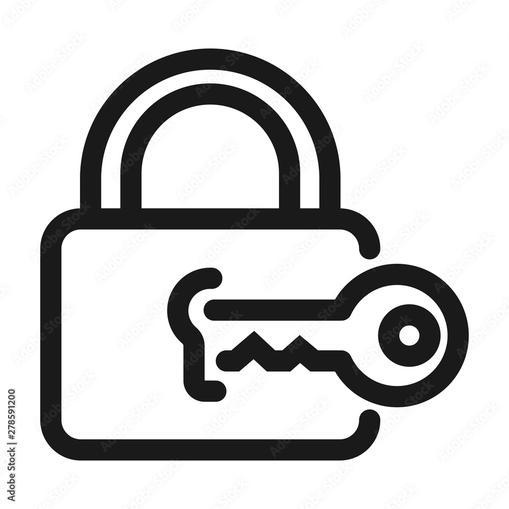 key and lock - minimal line web icon. simple vector illustration. concept for infographic, website or app. key and lock - minimal line web icon. simple vector illustration. concept for infographic, website or app.