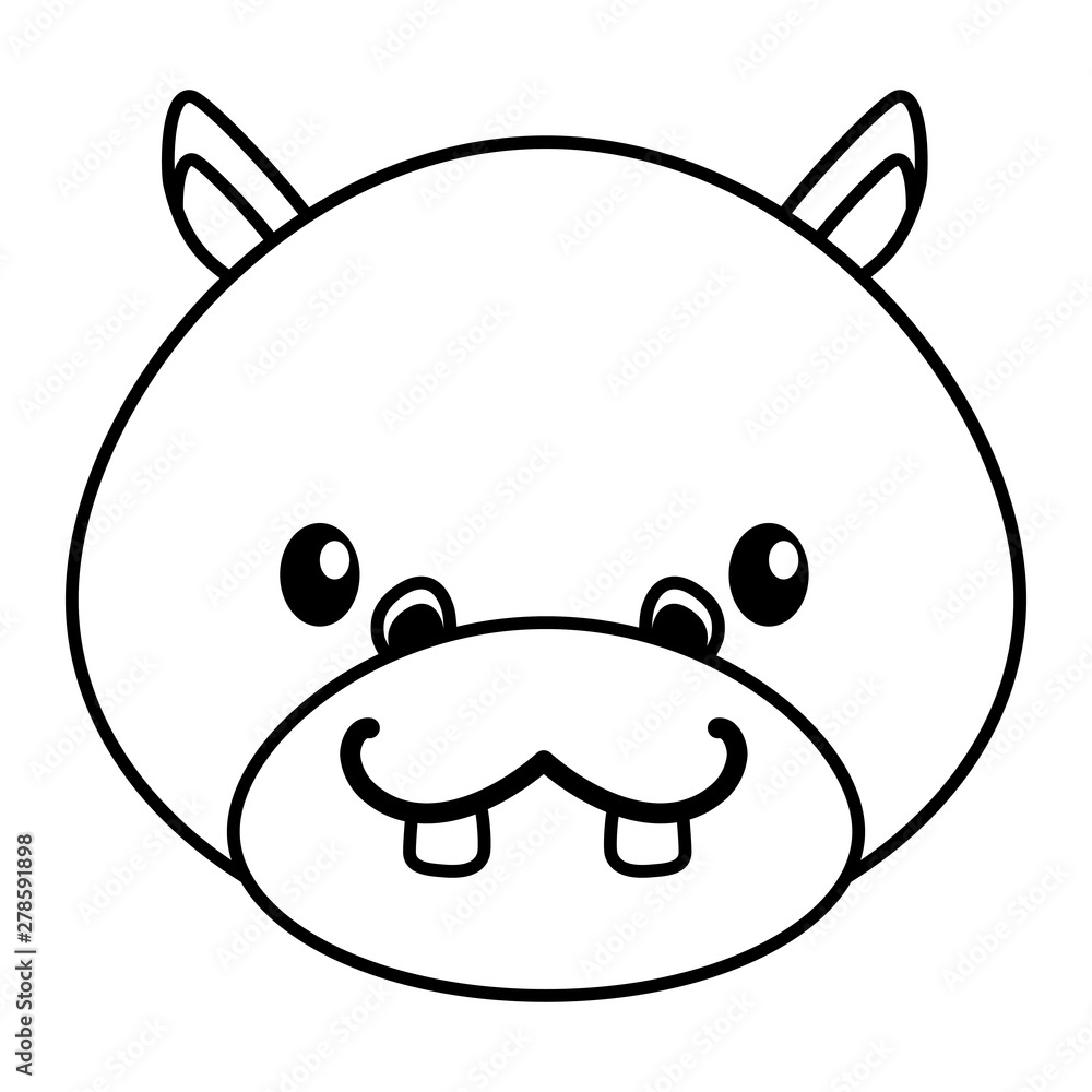 cute little hippo baby head character cute little hippo baby head character