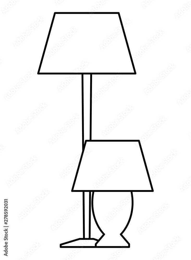 Living and room light lamps in black and white Living and room light lamps in black and white