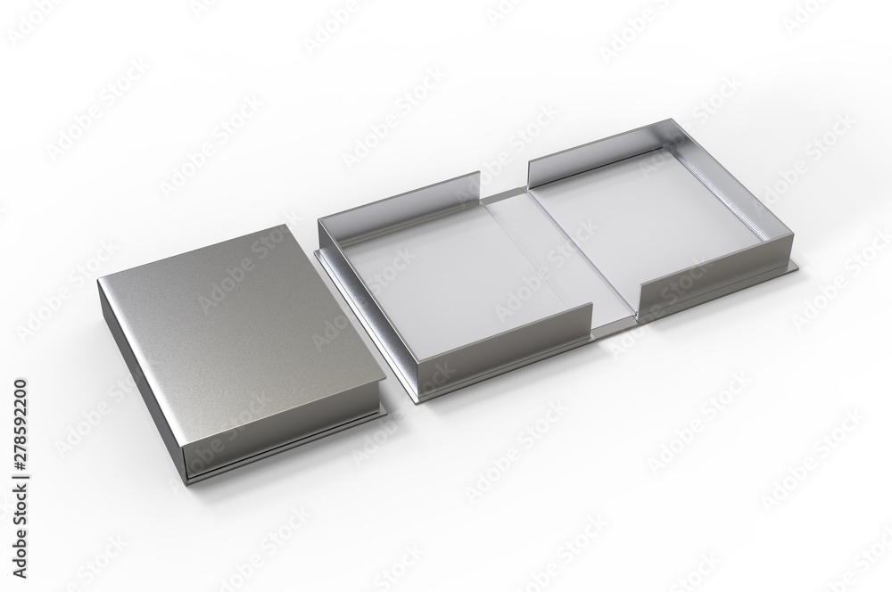 Blank clam shell box for branding mock up. 3d render illustration. Blank clam shell box for branding mock up. 3d render illustration.