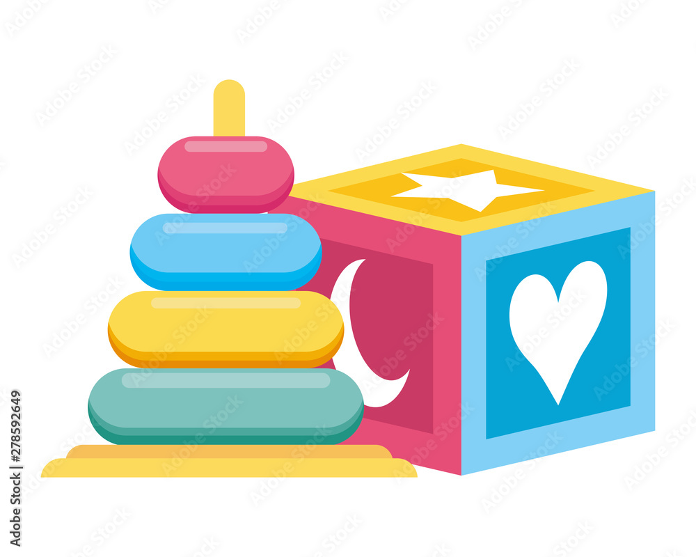 pile rings and block baby toys icons pile rings and block baby toys icons
