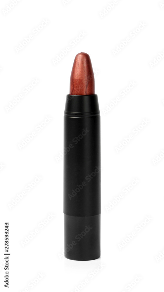 Colorful lipstick in black tube isolated on white Colorful lipstick in black tube isolated on white