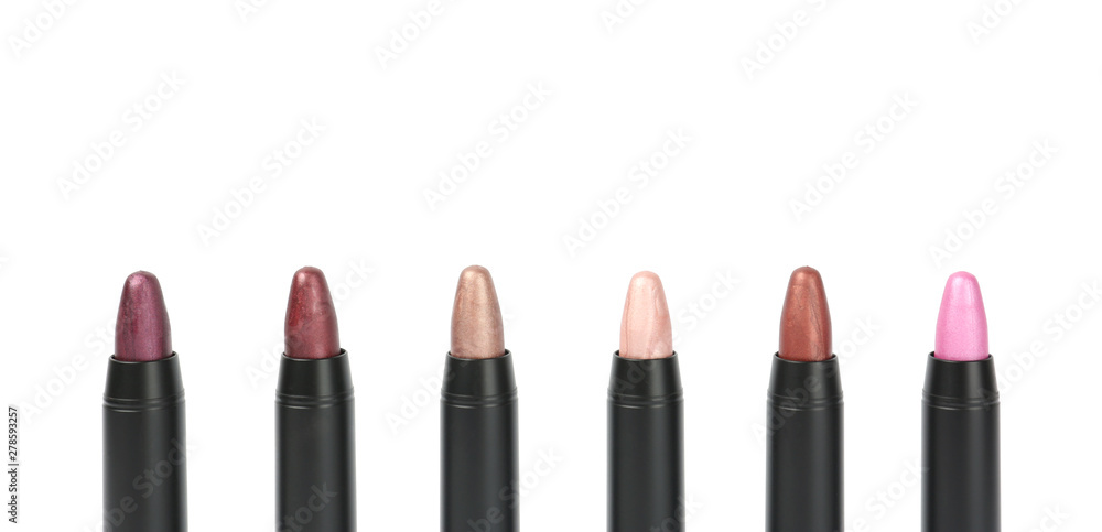 Obraz premium Set of colorful lipsticks isolated on white