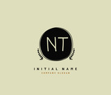 N T NT Beauty vector initial logo, handwriting logo of initial signature, wedding, fashion, jewerly, boutique, floral and botanical with creative template for any company or business.