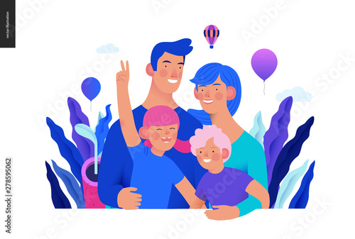 Medical insurance template -family health and wellness -modern flat vector concept digital illustration of a happy family of parents and children, family medical insurance plan