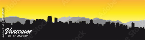 vancouver british columbia skyline silhouette background with city panorama