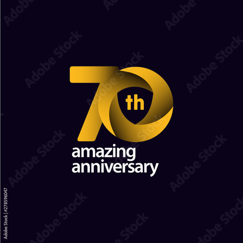 70 Years Amazing Anniversary Celebration Vector Template Design Illustration