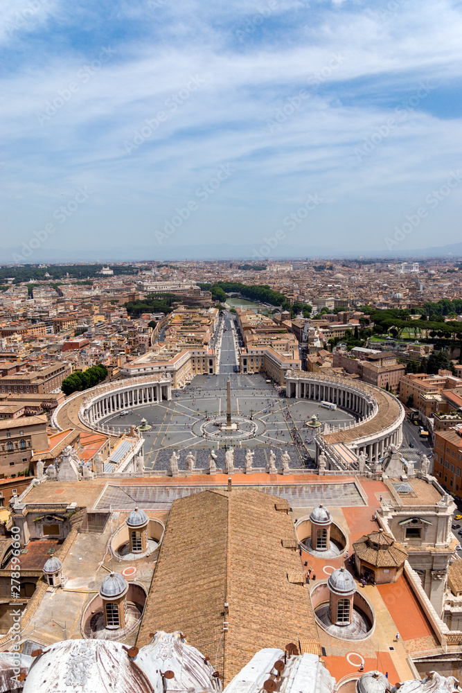 Saint Peter's Square in Vatican and aerial view of Rome - Italy.