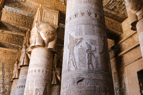 Columns in Denderah Temple, Qena, Egypt photo