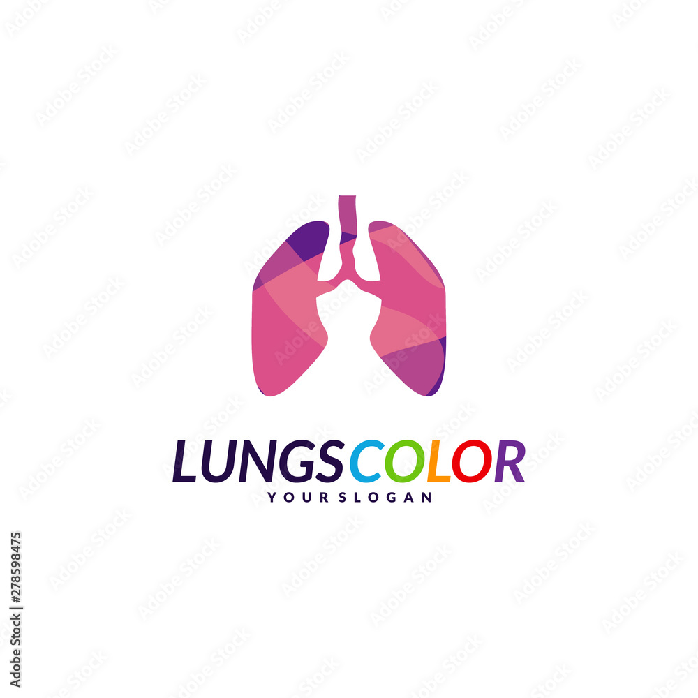 Colorful Lungs Logo Concept. Lungs with Colorful Logo Vector. Template Icon Symbol