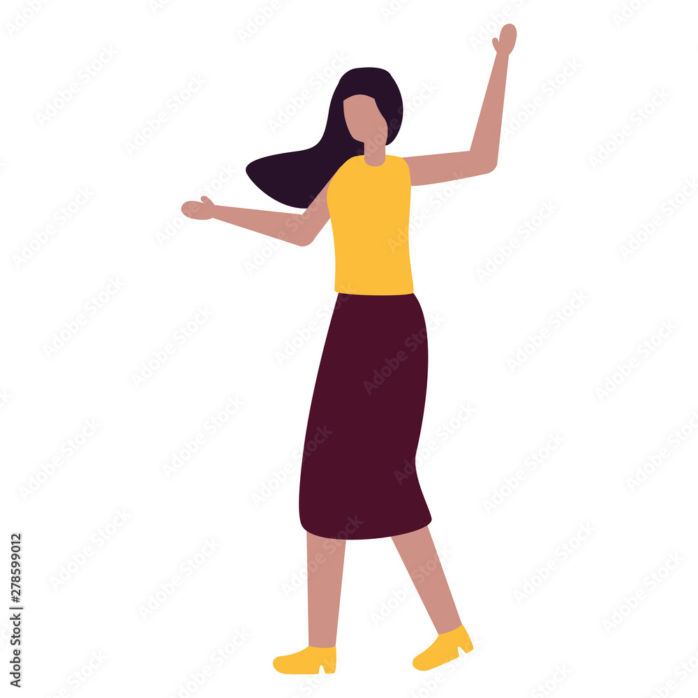 young woman character standing on white background young woman character standing on white background