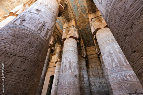 Columns in Denderah Temple, Qena, Egypt