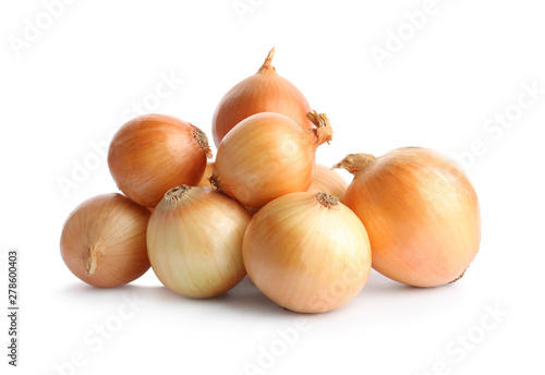 Wallpaper Mural Fresh ripe onion bulbs on white background Torontodigital.ca