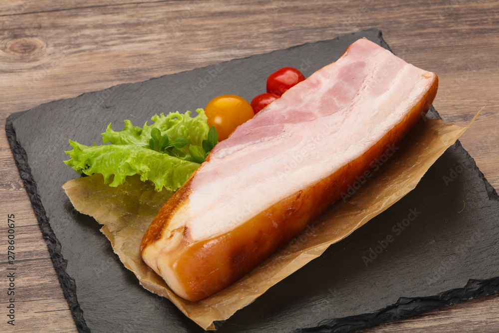 Smoked pork breast with salad leaves Smoked pork breast with salad leaves
