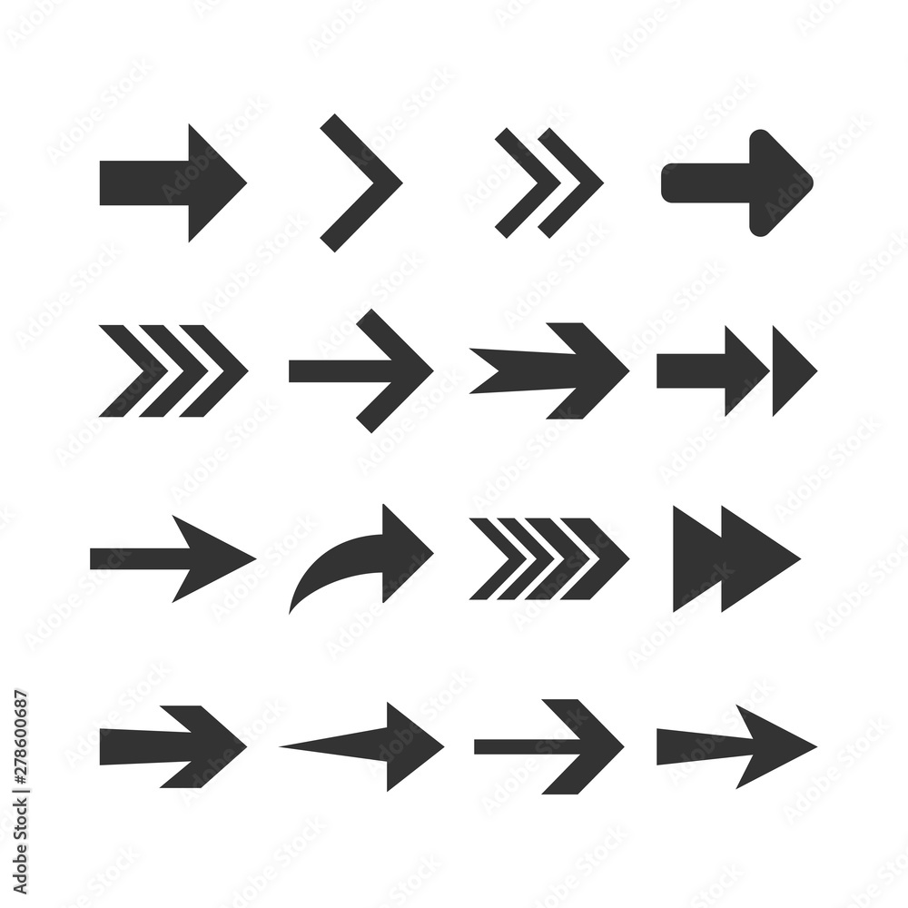 Arrow icon set. Vector illustration, flat design. Arrow icon set. Vector illustration, flat design.